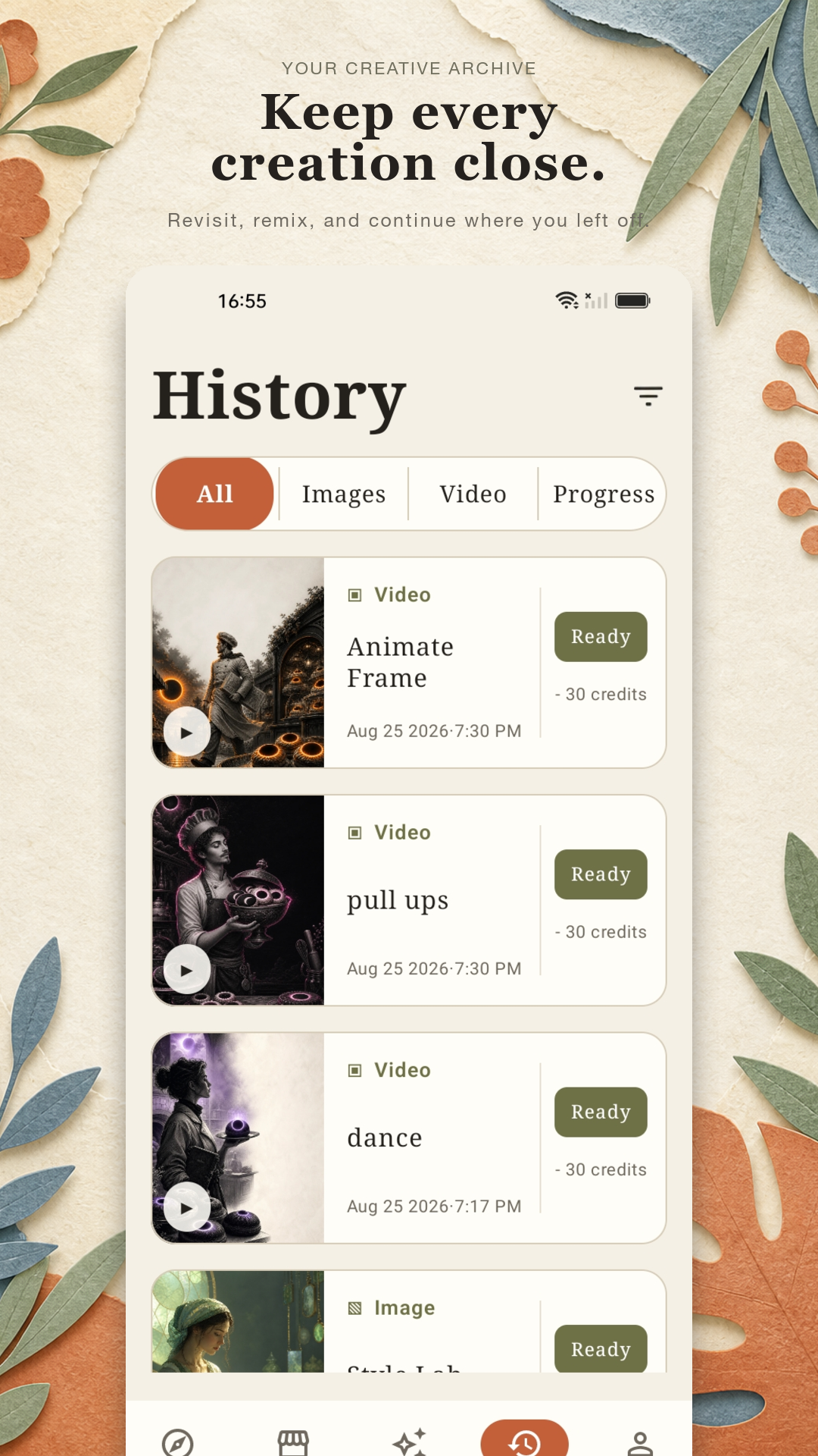 Creovanta History Archive and In-App Video Playback
